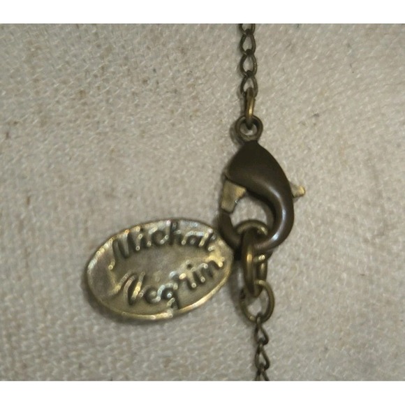 Michal Negrin Green Crystal Tassel Necklace Bronze Tone 25" Boho Romantic Leaf - Picture 6 of 10